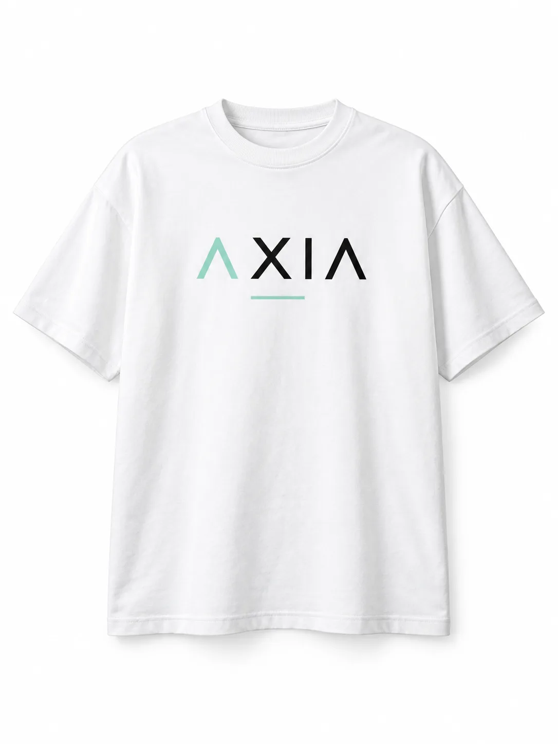 Mockup conceptual de Signature Tee AXIA, Blanco óptico / carbón