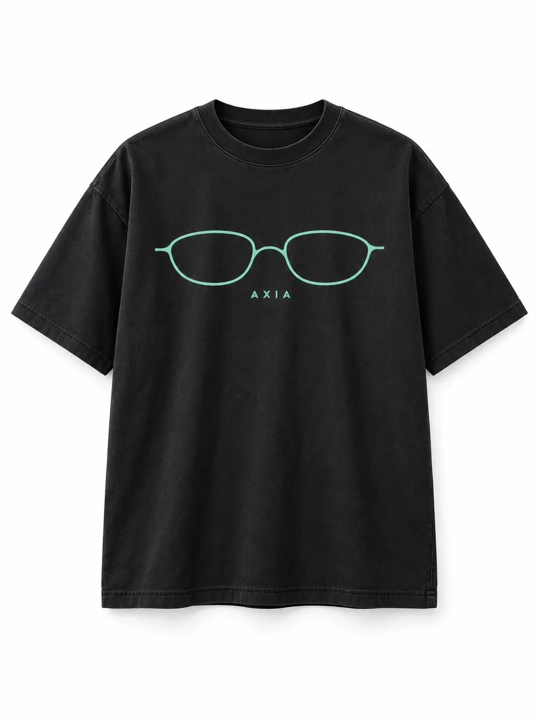 Mockup conceptual de Axis Tee AXIA, Negro carbón / menta