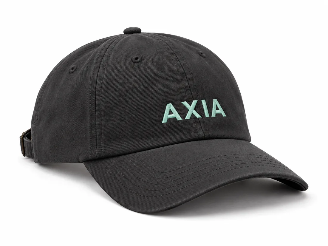 Mockup conceptual de Signature Cap AXIA, Carbón / menta