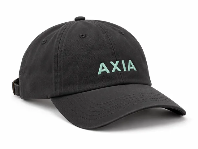 Mockup conceptual Signature Cap AXIA, Carbón / menta
