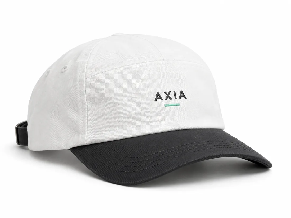 Mockup conceptual de Two-Tone Cap AXIA, Blanco / carbón