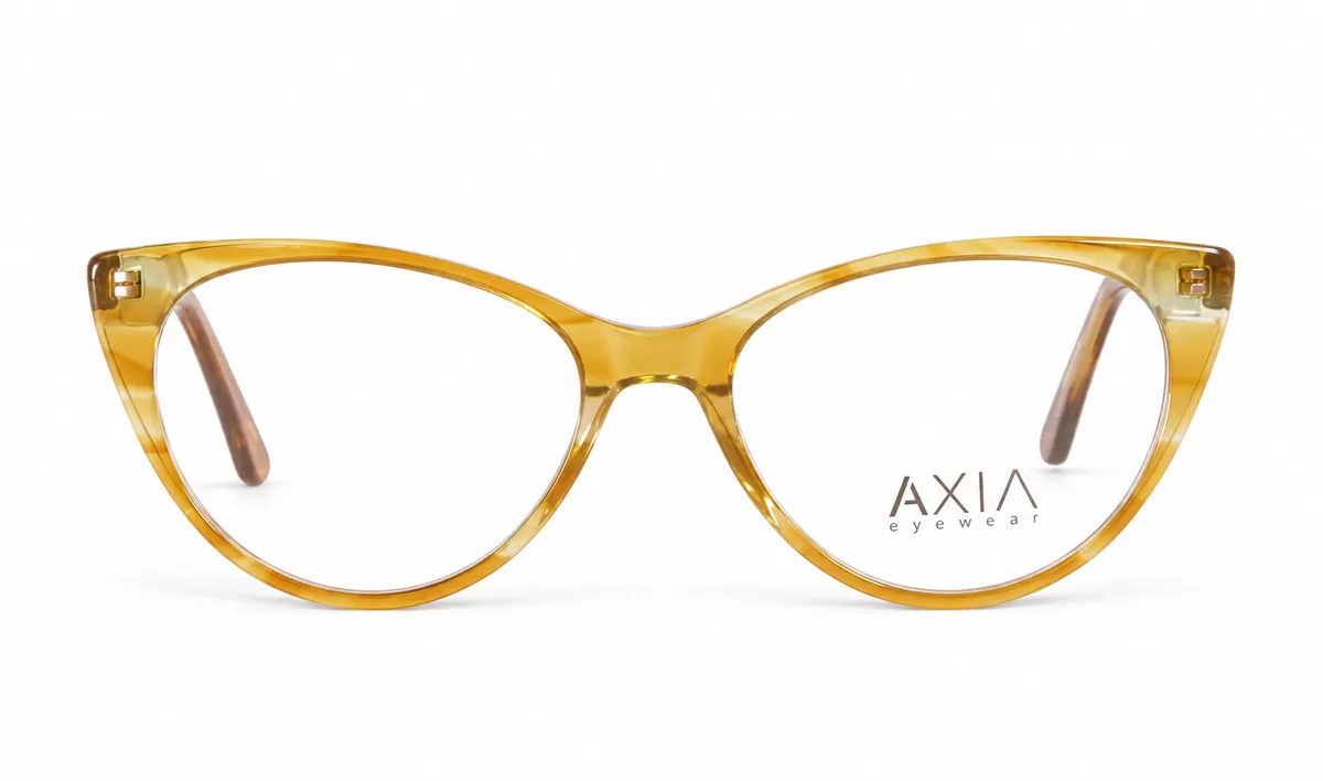 Armazón óptico AXIA Ámbar Cat Eye, ámbar translúcido, vista frontal