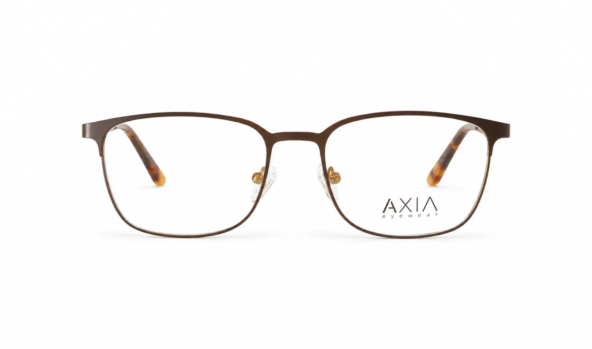 Armazón óptico AXIA Bronce, bronce · terminales carey, vista frontal