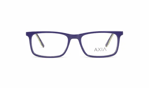 Armazón óptico AXIA Índigo Lima, índigo · interior de patillas lima, vista frontal